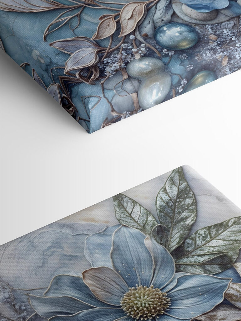 Floral arrangement in cool tones