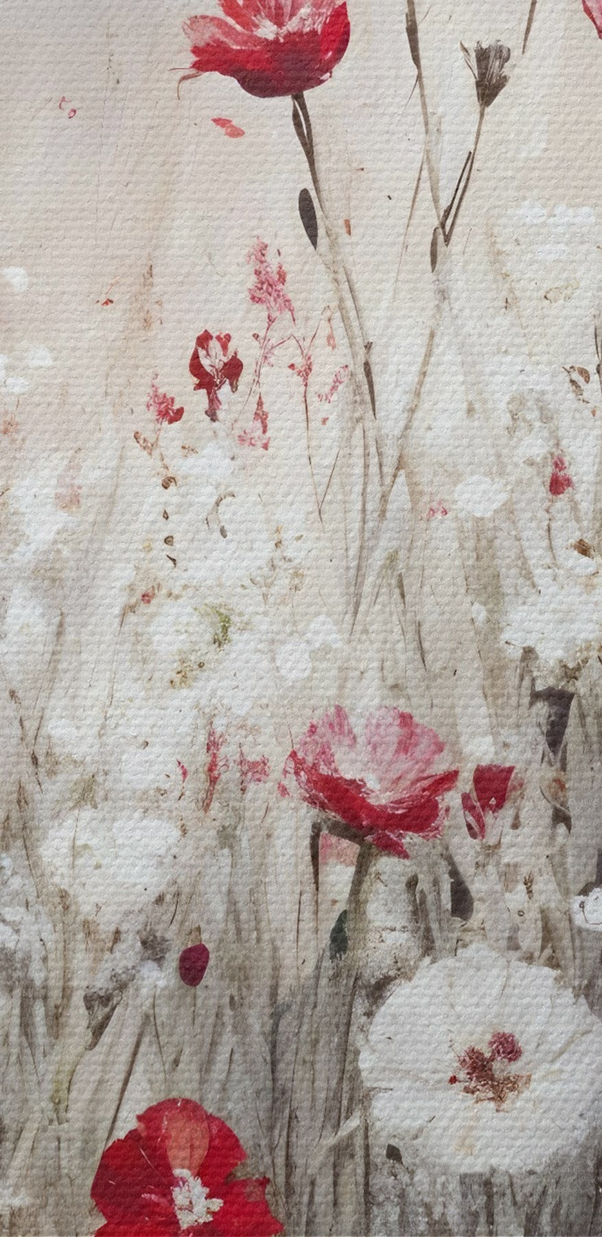 Malerei von roten und weißen Blumen