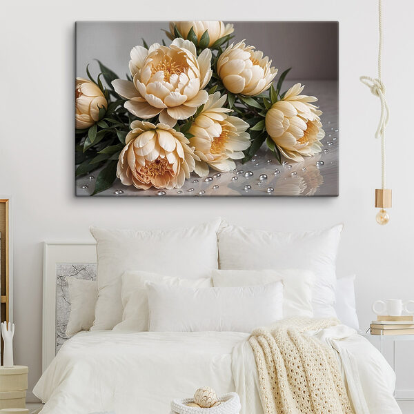 Gruppe von Blumen auf einem Tisch Gruppe von Blumen auf einem Tisch