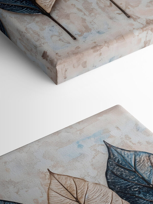 Row of leaves on a marble surface Row of leaves on a marble surface