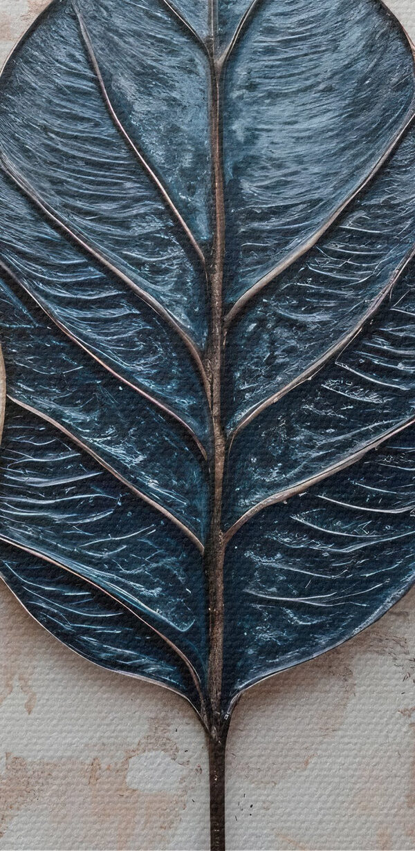 Row of leaves on a marble surface Row of leaves on a marble surface