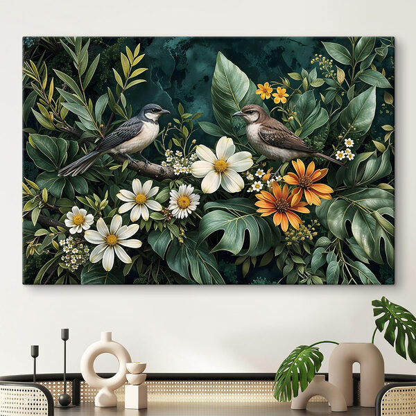 Wandbilder Vögel auf einem Zweig mit Blumen (Artikelnummer: s42220) Wandbilder Wandbilder Vögel auf einem Zweig mit Blumen (Artikelnummer: s42220)