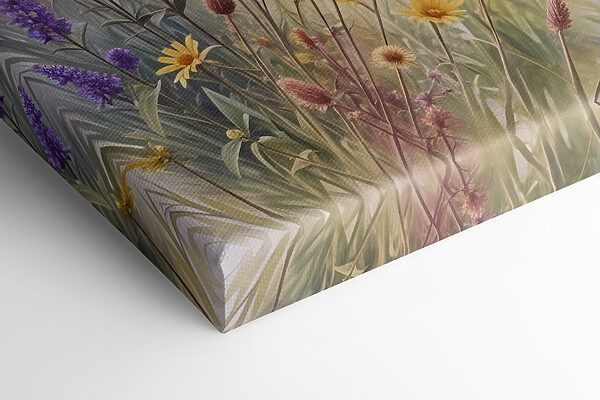 Feld mit Blumen und Gras Feld mit Blumen und Gras