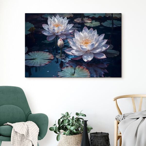 Gruppe von weißen Blumen in einem Teich Gruppe von weißen Blumen in einem Teich