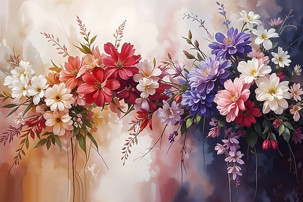 Gruppe von bunten Blumen Gruppe von bunten Blumen