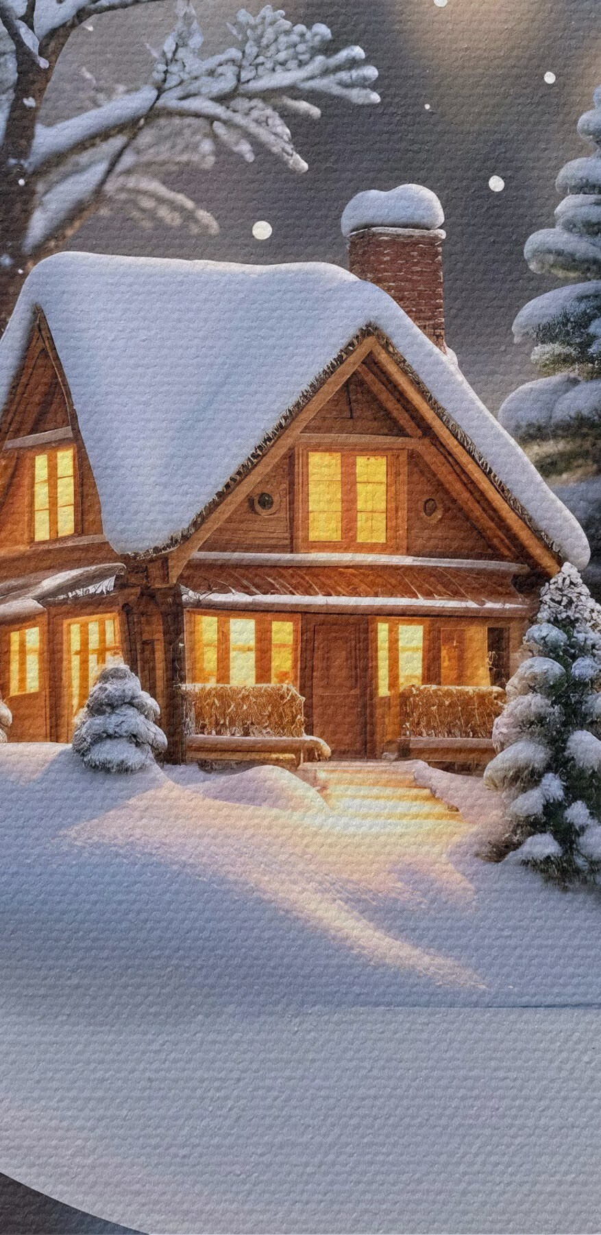 Glaskugel mit einem Haus und Bäumen im Inneren