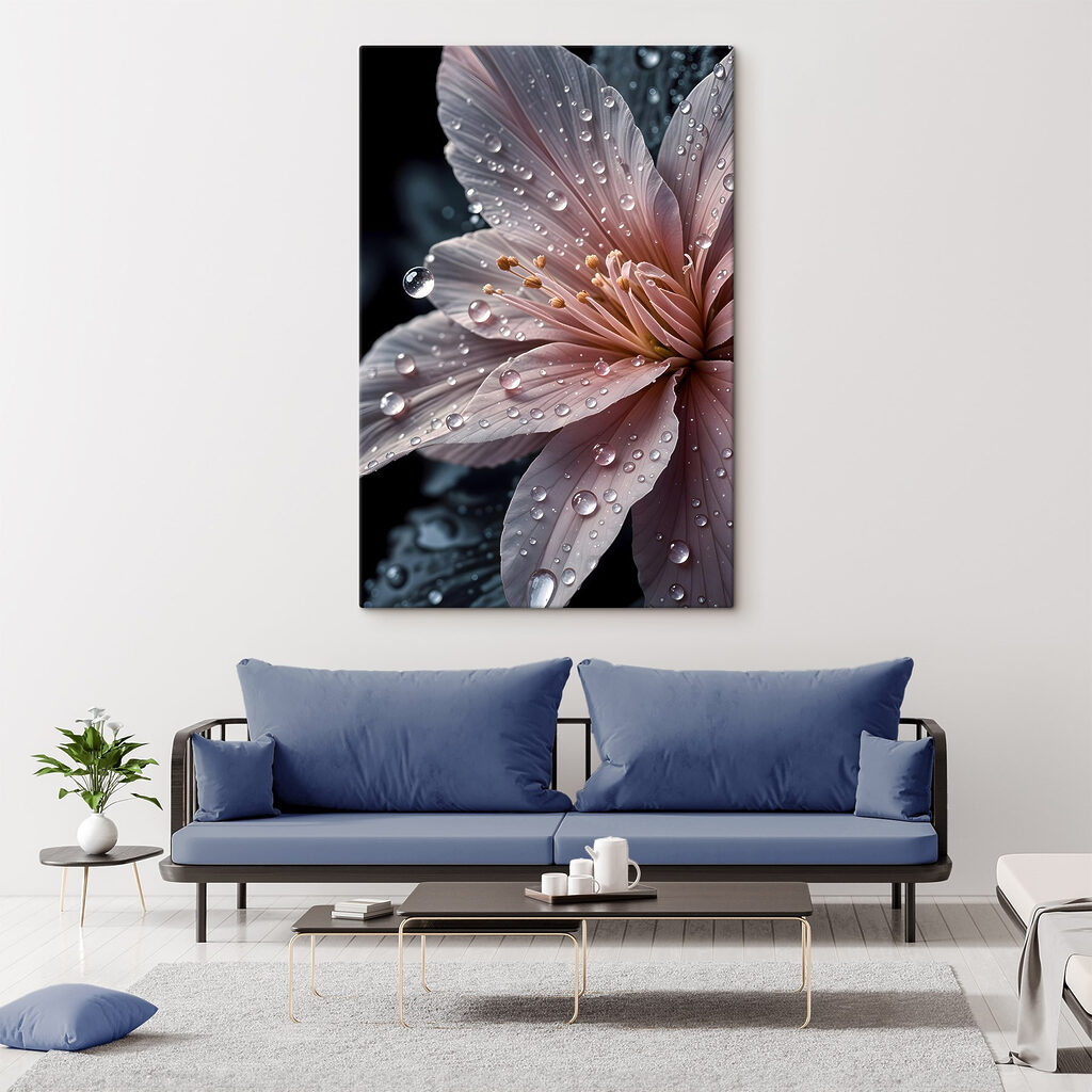 Delicate petals adorned with raindrops Delicate petals adorned with raindrops