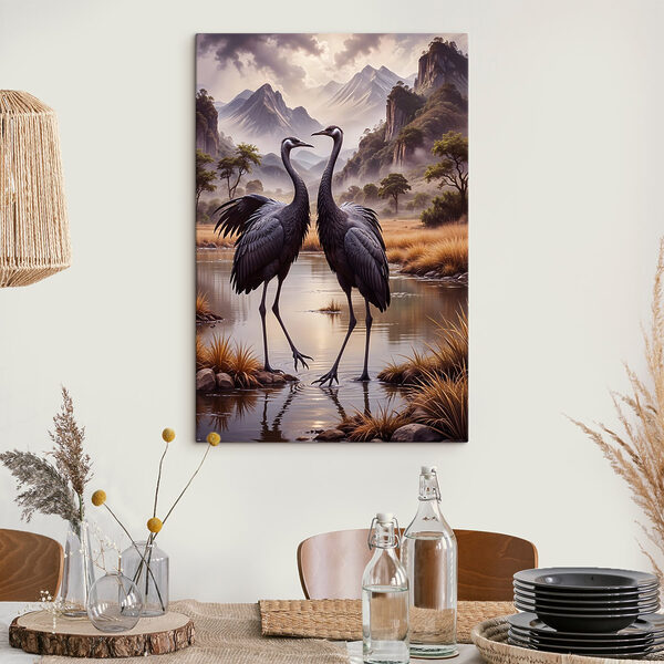 Zwei Vögel stehen in einem Fluss Zwei Vögel stehen in einem Fluss