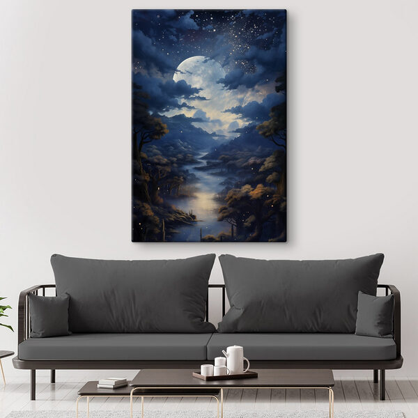 Mond über einem Fluss Wandbilder Mond über einem Fluss