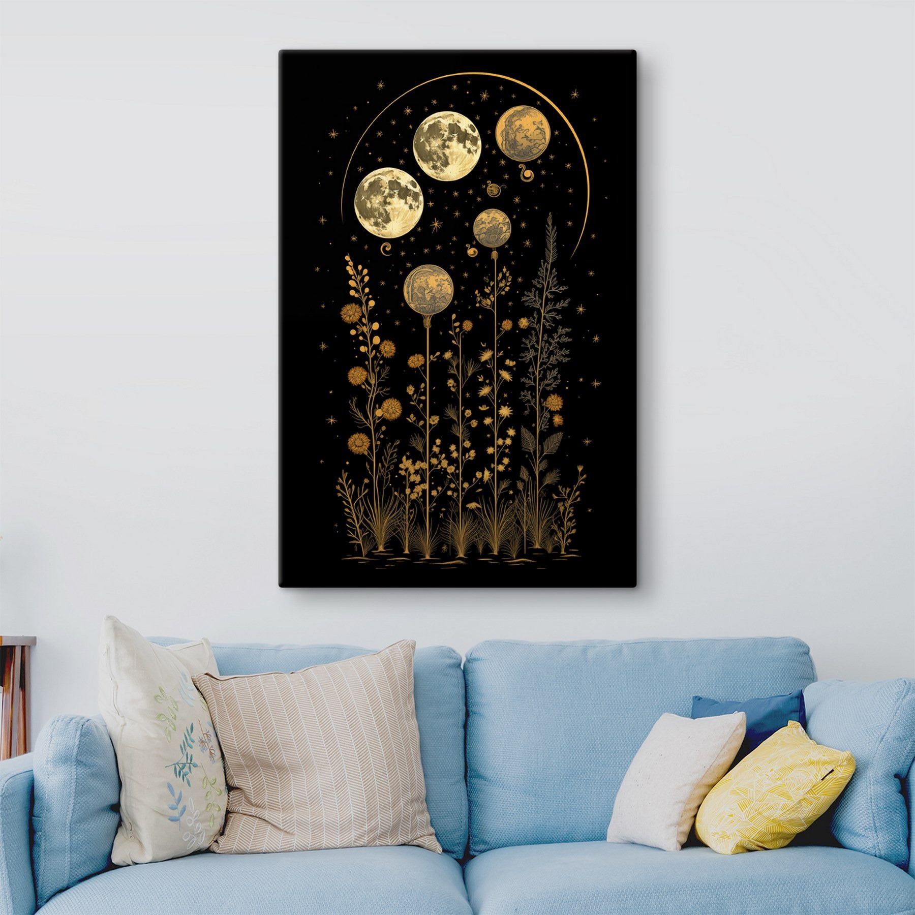 Moon phases in a black background Moon phases in a black background