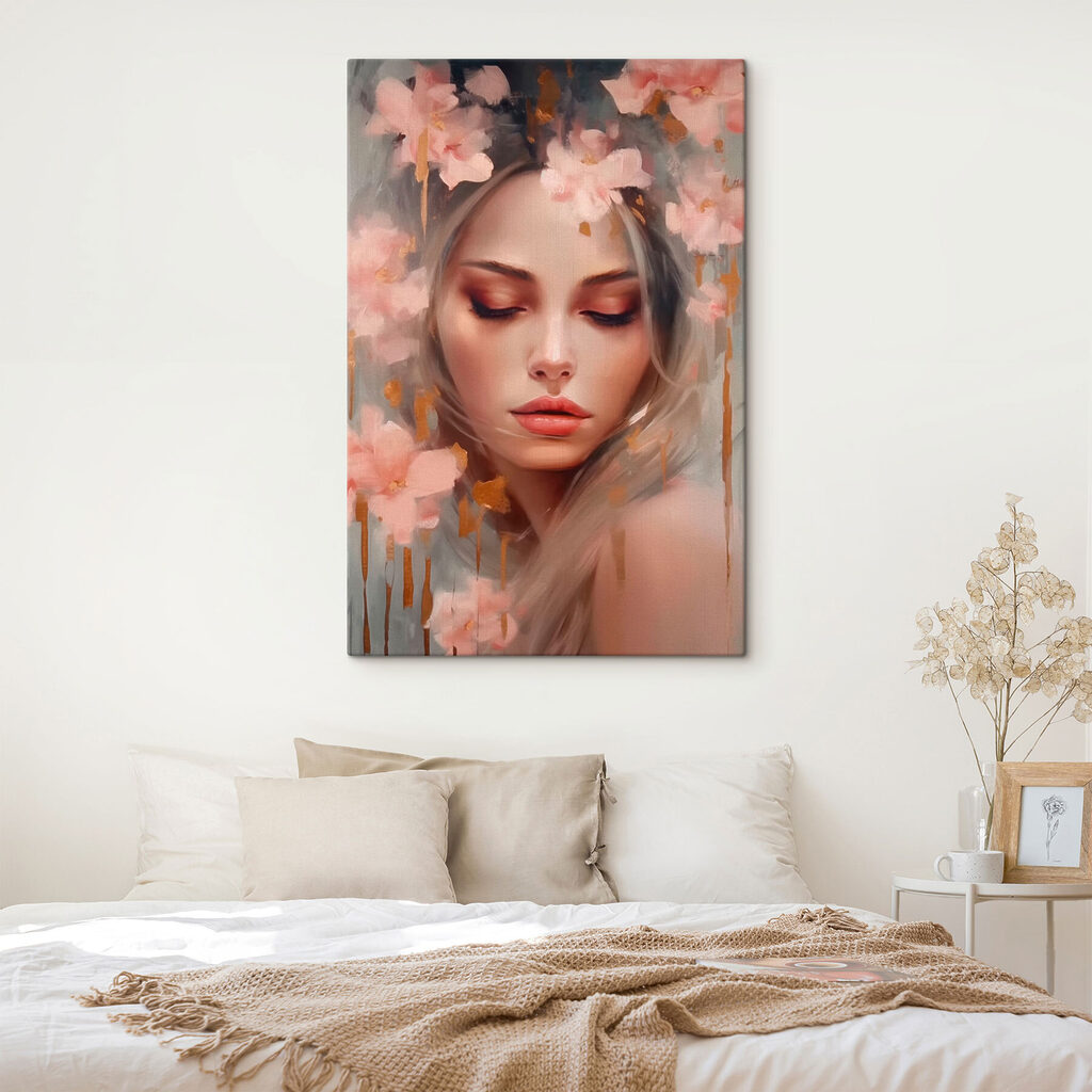 Painting of a woman with flowers in her hair