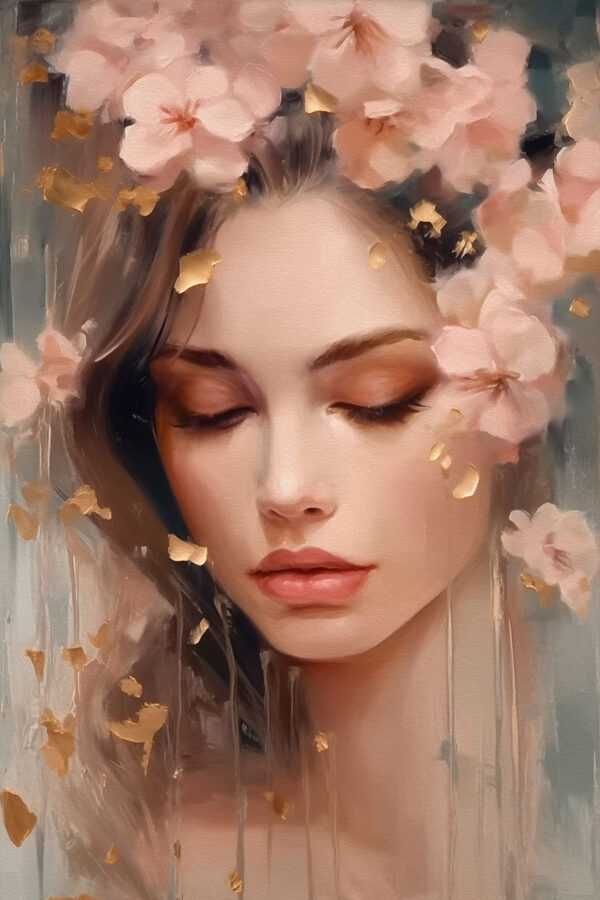 Frau mit Blumen im Haar Frau mit Blumen im Haar