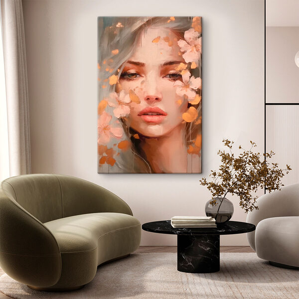 Woman with flowers around her face Woman with flowers around her face