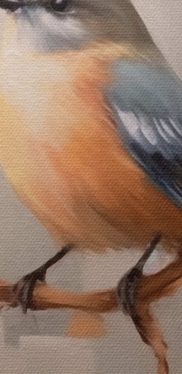 Vogel auf einem Zweig mit Blumen Vogel auf einem Zweig mit Blumen