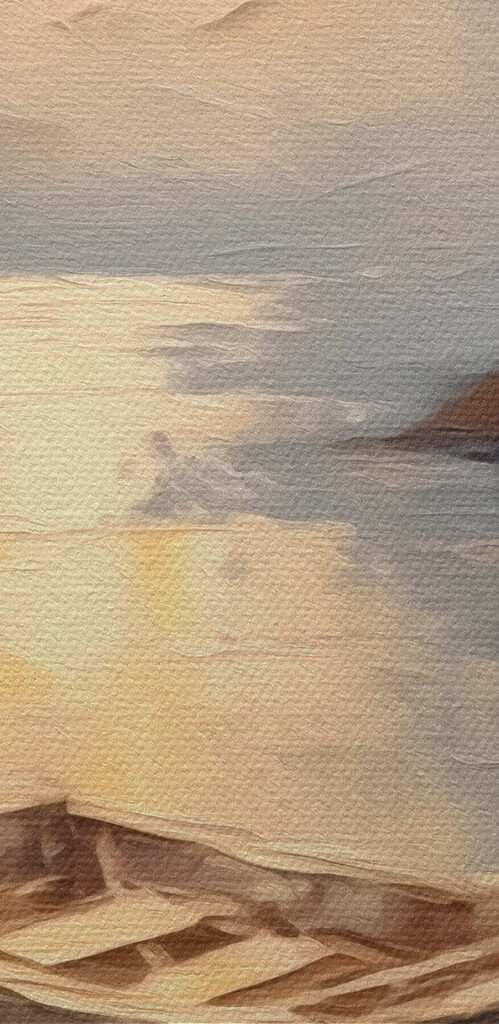 Painting of a boat in water