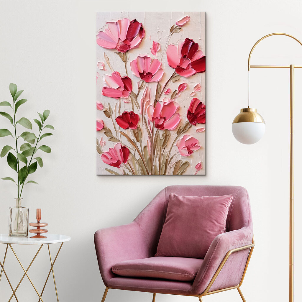 Painting of pink flowers