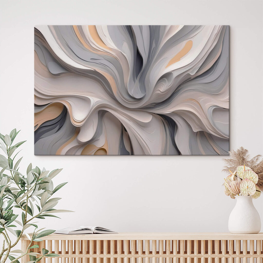 Fluid patterns in soft neutral tones