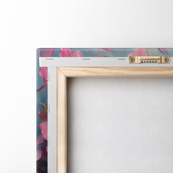 Butterfly on a branch of pink flowers