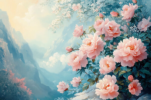 Gemälde mit rosa Blumen Gemälde mit rosa Blumen
