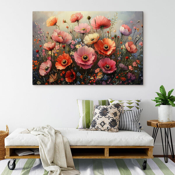 Gemälde von Blumen auf einem Feld Gemälde von Blumen auf einem Feld