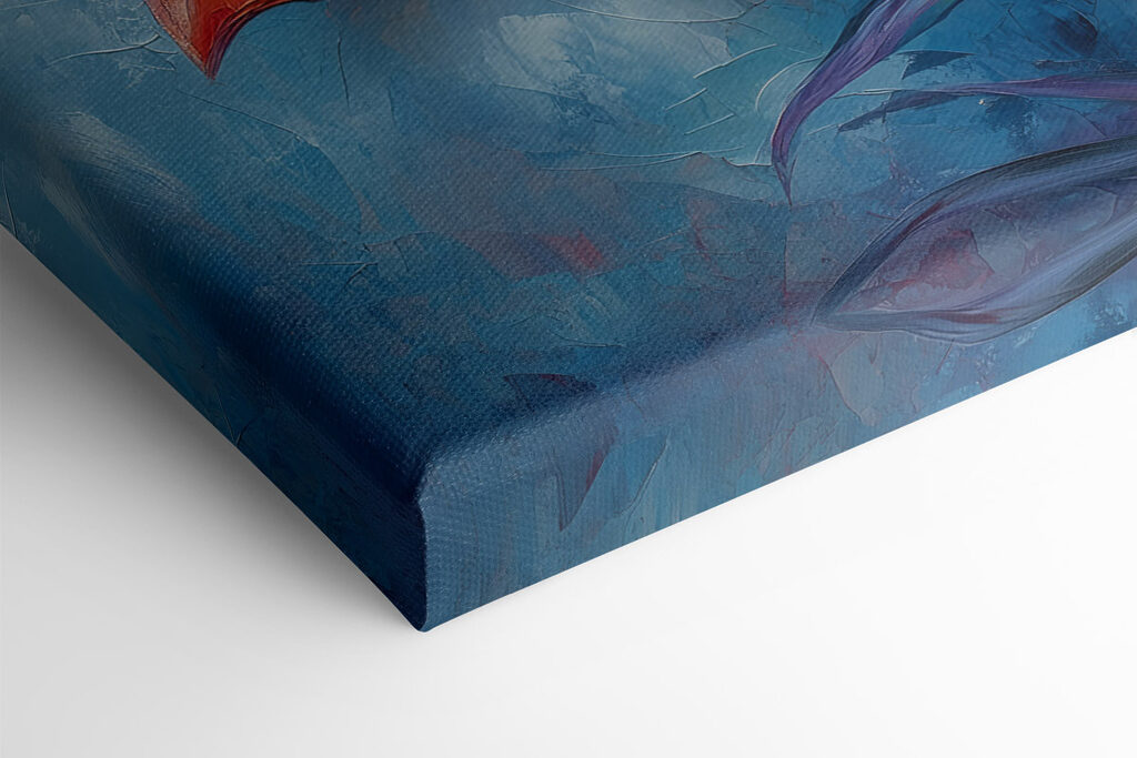 Painting of flowers on a blue background