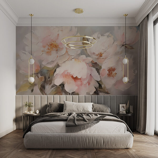 Malerei von Blumen auf einer weißen Fläche Malerei von Blumen auf einer weißen Fläche