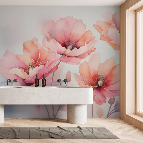 Gemälde von Blumen auf weißem Hintergrund Gemälde von Blumen auf weißem Hintergrund