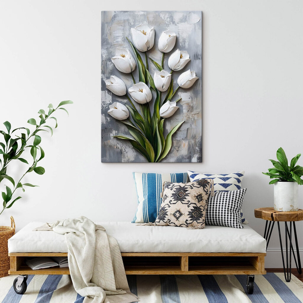 Painting of white tulips