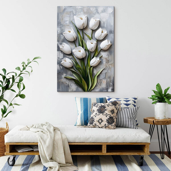 Painting of white tulips