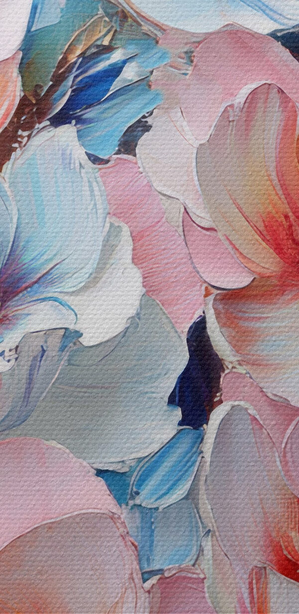 Malerei von Blumen auf einer blauen Fläche Malerei von Blumen auf einer blauen Fläche
