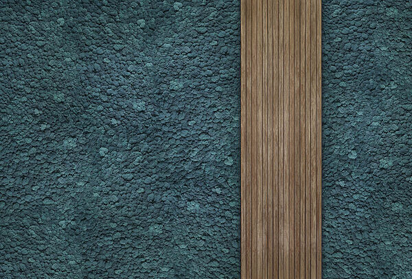 Holzdiele auf blauem Teppich Holzdiele auf blauem Teppich