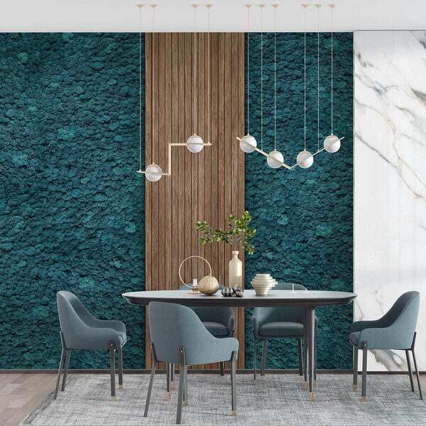 Holzdiele auf blauem Teppich Holzdiele auf blauem Teppich