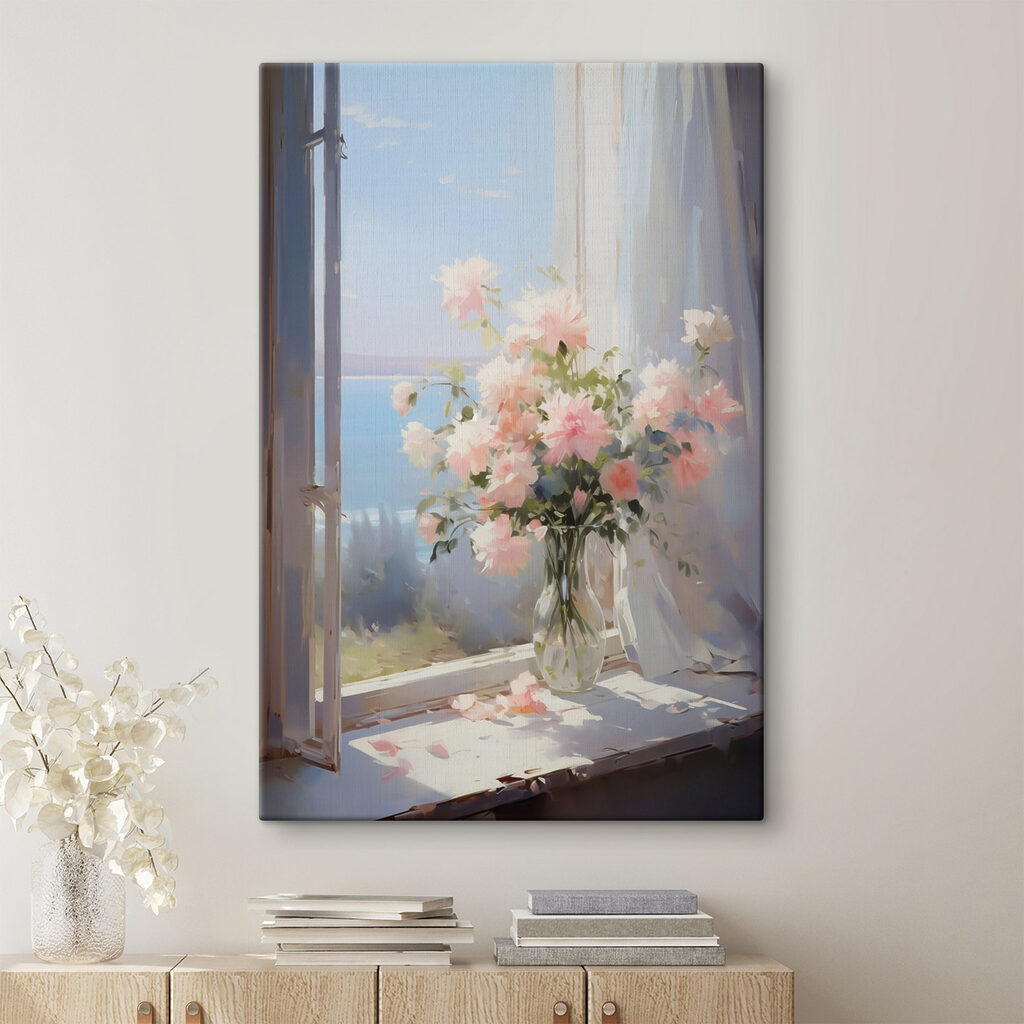 Vase of flowers in front of a window Vase of flowers in front of a window