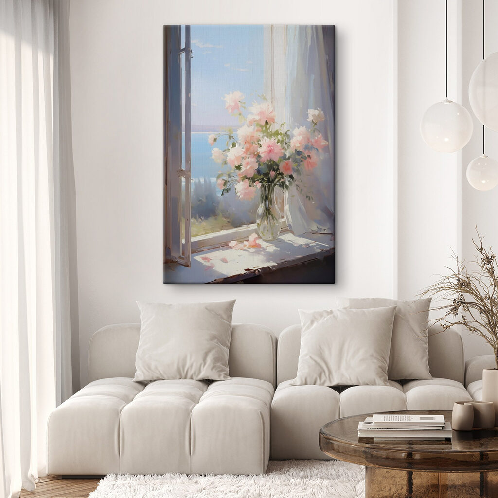 Vase of flowers in front of a window Vase of flowers in front of a window