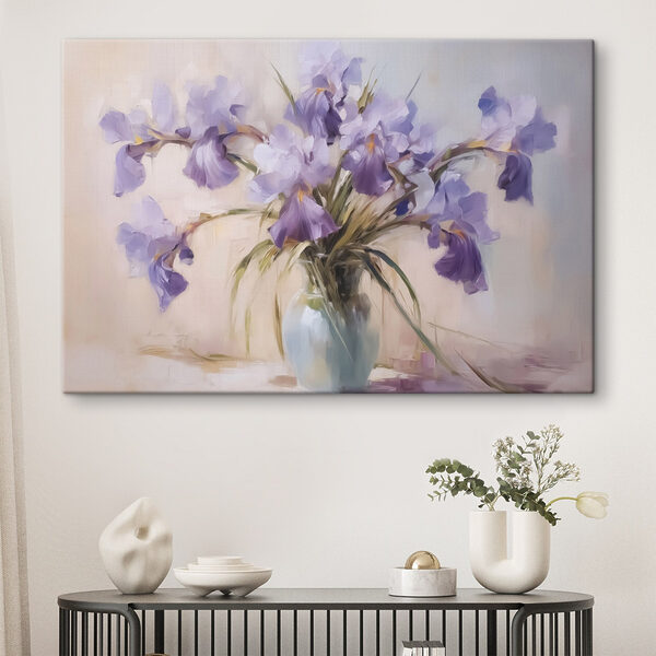 Gemälde von lila Blumen in einer Vase Wandbilder Gemälde von lila Blumen in einer Vase