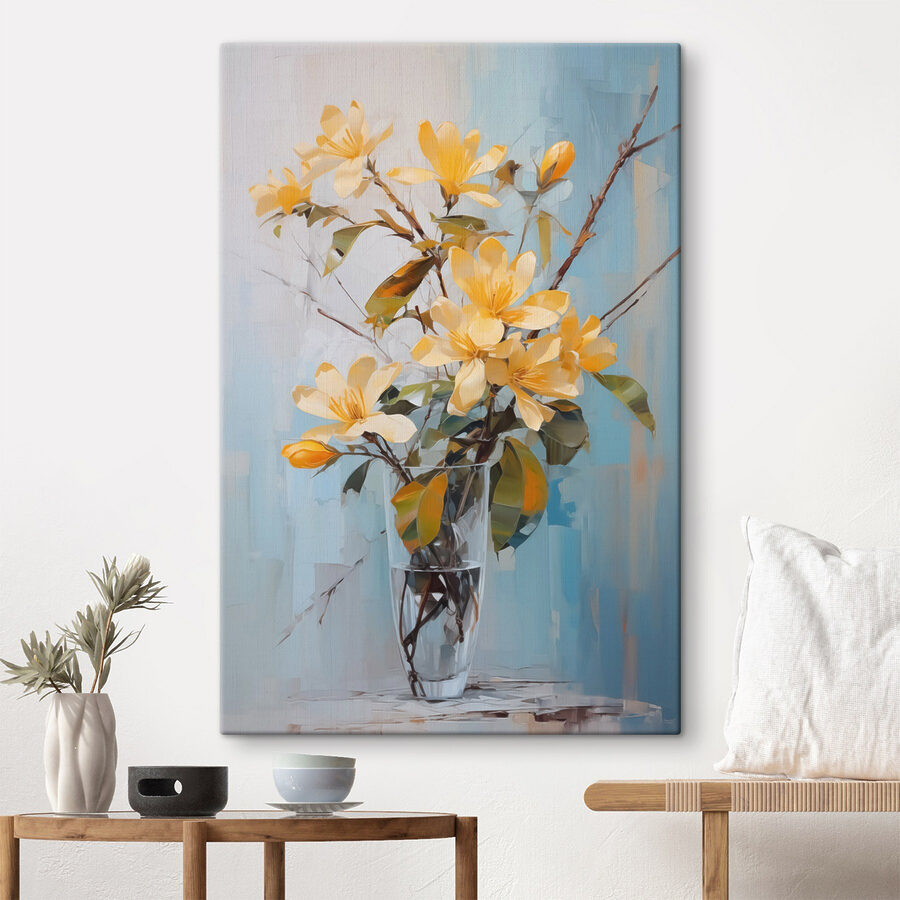 Gelbe Blumen in einer Glasvase