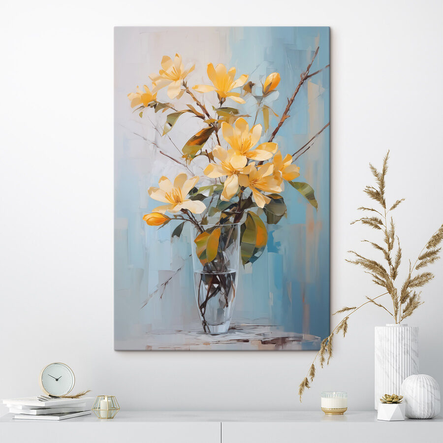 Gelbe Blumen in einer Glasvase
