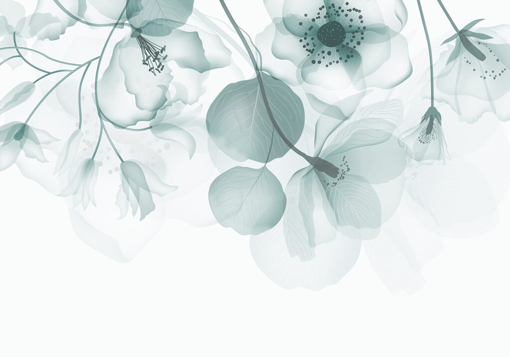 Transparente Blumen mit Blättern Transparente Blumen mit Blättern