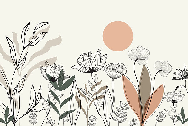 Zeichnung von Blumen und Blättern Zeichnung von Blumen und Blättern