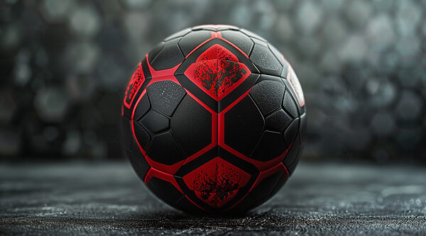 Dynamischer schwarzer und roter Fußball Dynamischer schwarzer und roter Fußball