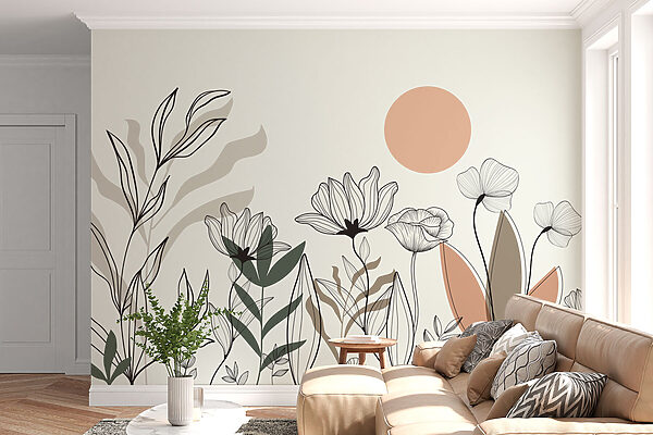 Zeichnung von Blumen und Blättern Zeichnung von Blumen und Blättern