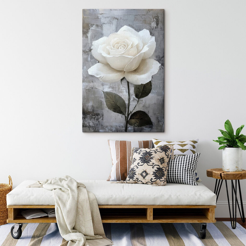 Painting of a white rose
