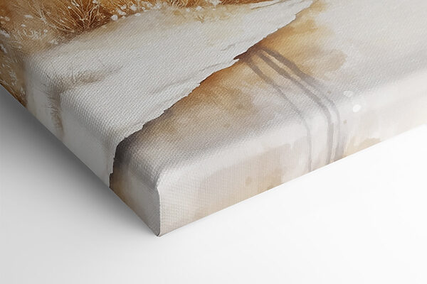 Aquarell eines Flusses mit Bäumen, Gras und Schnee Aquarell eines Flusses mit Bäumen, Gras und Schnee