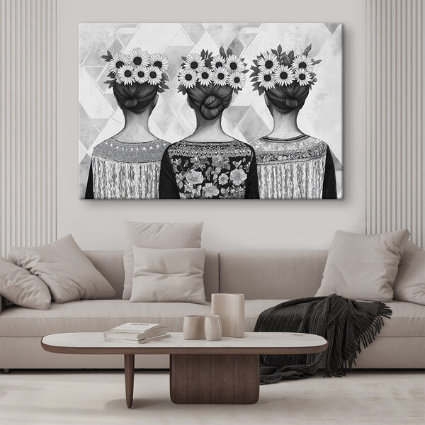Gruppe von Frauen mit Blumen im Haar Wandbilder Gruppe von Frauen mit Blumen im Haar