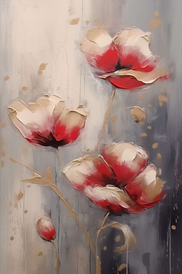 Painting of flowers on a grey background
