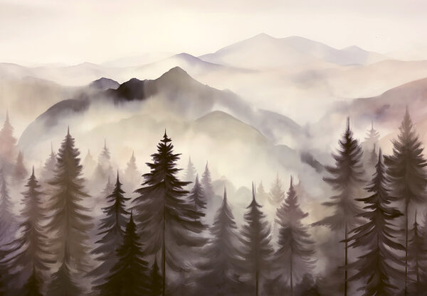 Landschaft mit Bergen und Bäumen Landschaft mit Bergen und Bäumen