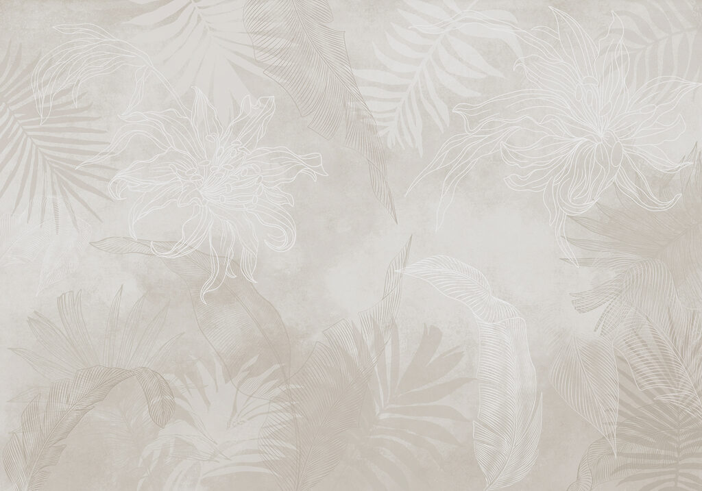 White floral pattern on a grey background