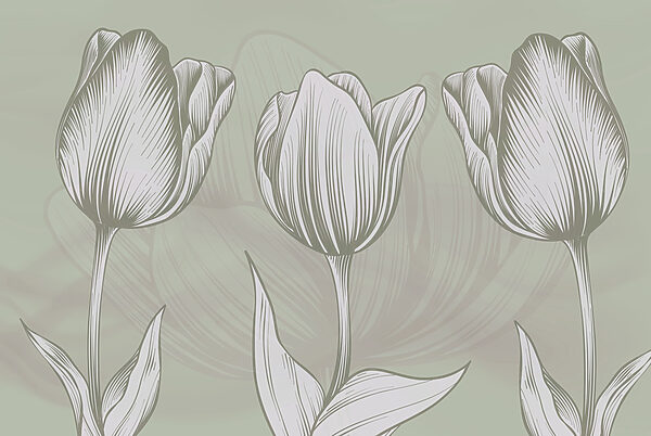 Linie von Blumen auf grünem Hintergrund Linie von Blumen auf grünem Hintergrund