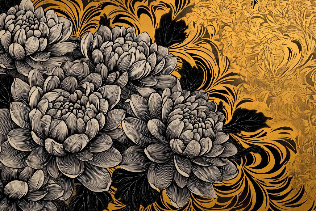 Majestätische Blüten in verschlungenem Design Majestätische Blüten in verschlungenem Design