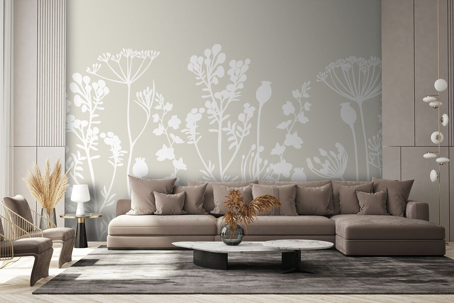 Weiße Silhouetten von Blumen